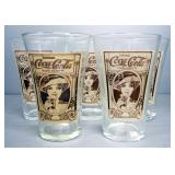 Coca-Cola Tumbler Set With Vintage Drink Coke Images, Qty 5 And Ice Tongs