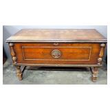 Ed Ross Co Of Forest Park Cedar Chest, On Feet, With Carved Wood Appliques, Hinged Lid, No Key (Open