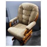 Best Chairs Inc. Glider With Bent Wood Frame And Removable Latte Colored Seat And Back Cushions