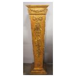 Gilt Pedestal With Grape, Floral And Sea Shell Appliques, 41" High x 11.5" Wide Top