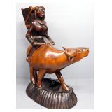 Water Buffalo Filipino Figurines / Ash Trays, Qty 2, 13.25" High And 7.5" High