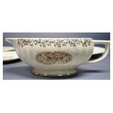 Aristocrat Imperial Ware Dish Set With 22K Gold Accents, Includes Plates, Platter, And Gravy Boat, T