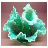 Hobnail And Ripple Glass Collection, Includes Vases And Pitchers, Various Colors, Total Qty 4