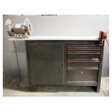 Craftsman 5-Drawer Work Table, 33" H x 54" L x 20" W With Cummins 1/2 HP Bench Grinder And Cold Mark
