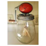 Dazey Churn Number 4, 4 Qt Capacity, Appears Complete, And Glass Milk Bottle