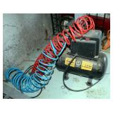 Steele Products 3 Gallon Electric Air Compressor, Includes Coiled Air Hoses Qty 2