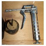 Vintage Eureka Harness Oil Can, Vintage Pump Oiler, And Grease Gun