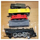 Vintage American Flyer Electric Train Set Including Number 2 Transformer, Engine, Caboose, Cars, And