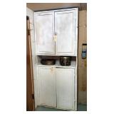 Primitive Painted Wood Four Door Cabinet, 84.5in x 36.25in x 12in