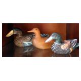 Hand Carved Wood Duck Figure, And Duck Figurines