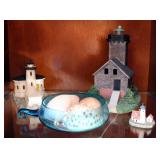 Nautical Lights Of The Sea Lighthouse Lamp, Pacific NW Lighthouse Co Figure, Seashells And More