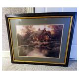 Framed Matted Under Glass Cottage Scene, 28in x 34in