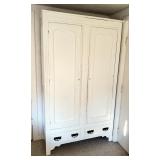 Antique Painted Solid Wood Wardrobe, 77.5in x 44in x 16.5in