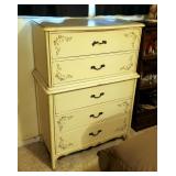 Vintage Dixie Furniture Solid Wood 5 Drawer Chest Of Drawers with Dovetail Construction, 48in x 33in