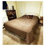 Vintage Dixie Furniture Queen Size Spindle Headboard, Queen Size Serta Mattress, Box Springs, And Fr