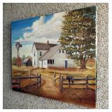 Hand Painted On Canvas Farm Scene By Daniel Brewer, 20in x 24in