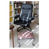 Upholstered Recliner, 39in x 31in x 28in, Upholstery Needs Repair, And Upholstered Metal Framed Foot
