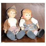 Goebel M.J. Hummel Porcelain Hansel And Gretel Dolls, 10in Tall, With Jointed Porcelain Bodies
