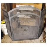 Folding Metal Fireplace Screen With Leaf Motif, 34.25in x 50in