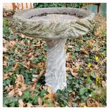 Cement Bird Bath With Wood Bark Design, 25in Tall x 20in Round