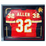 Marcus Allen Kansas City Chiefs #32 Autographed Jersey, Framed, Under Glass, 38.5" Wide x 32.25" Hig