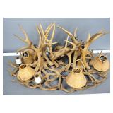 Antler Chandelier With 6 Candle Style Light Sockets, With Shades, Includes Chains, Hardwired, Unknow