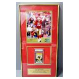 Joe Montana Autographed 49ers #16 Photo With COA Sticker And Autographed College Player Card, Slabbe