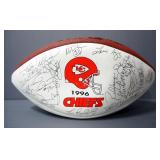 Kansas City Chiefs 1996 Team Stamped Autograph Football And Arrowhead Stadium Aerial Photo, Framed