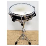 Pearl Piccolo Snare Drum (3" D x 13" W) With Remo Head, On A Stand, And Music Stand