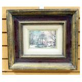 Texturized Image Of Farm In Winter, Framed, 15" Wide x 13" High