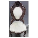 Antique Carved Grapevine Upholstered Parlor Chair, 42" x 20" x 20"