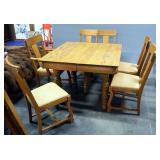 Solid Wood Dining Table With 6 Chairs Including One Captain