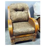 Rattan Wicker Pillow Back Armchair With Duck Cover, 39" x 32" x 34", Matches Lot #19