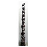 Hand Carved Solid Wood Stacked 10 Elephant Tower/Totem, Over 6