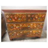 4 Drawer Chest Of Drawers With Floral Motif 38" x 43.25" x 18"