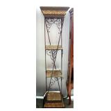 Decorative Metal Framed 3-Shelf Curio Stand, 69.5" High x 17" Wide x 17" Deep