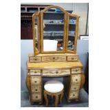 Hooker Seven Seas 12-Drawer Vanity With Hinged Bi-fold Mirror, Felt Lined Jewelry Drawers And Vanity