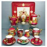 Porcelain Tea Set, All Stamped With Royal Vienna Beehive Shield, Some Marked "Wien" Or "Austria", 14