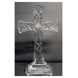 Waterford Crystal Vanity  Clock, 8" Standing Cross, And Mikasa Heart Photo Frame