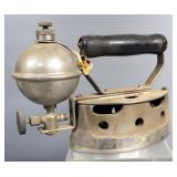 Antique Steam Iron, Chop-rite Cherry Pitter, And Universal #2 Hand Grinder