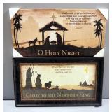 Canvas Prints Depicting Christmas Themed Scenes With Bible Verses, One Framed 10.5" x 18.5", Other W