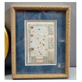 Single Page From Printed "Book Of Hours" Printed By Theilman Kerver Paris France ca 1500, Framed Mat