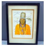 1940s Winold Reiss Portrait Print Of "Night Shoots" Black Foot Indian Of Glacier National Park, Fram