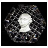 Baccarat Crystal Sulphide Paperweight Depicting George Washington