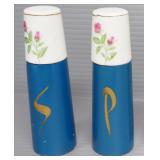 8" Glass Plates, Qty 2, And Vintage Wood And Aluminum Salt And Pepper Sets, Qty 2