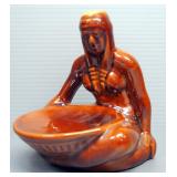 Frankoma Pottery No. 123 American Indian Bowl Maker, 6.25" High, Has Manufacturing Blemish On Head