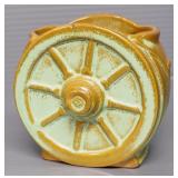 Frankoma Pottery, Includes No. 97 U Ramekin Barrel Shaped Baker With Lid And Prairie Green Wagon Whe