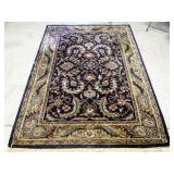 Floral And Leaf Patterned Rug With Fringe, 96" x 62"