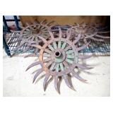 Metal Rotary Spiked Cultivator Wheel, Qty 3, All Approx 19" Diameter