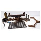 Iron And Other Metal Pieces, Includes Chains, Grate, Handles, Rollers, Spike And More
